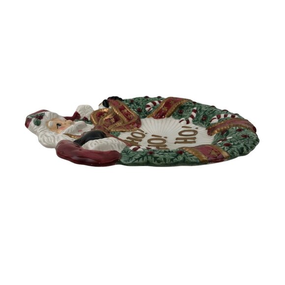 Fitz Floyd Essentials Santa Claus Canape Plate Christmas Wreath Ho Ho Ho - Picture 5 of 10